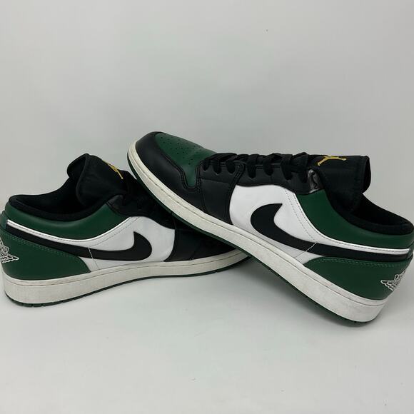 Nike Air Jordan 1 Low Black Green Toe Basketball Sneakers 553558-371 Men size 13 - Picture 2 of 9